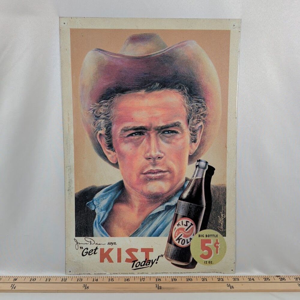 Vintage 1998 James Dean Kist Soda 5 Cent Metal Advertising Sign